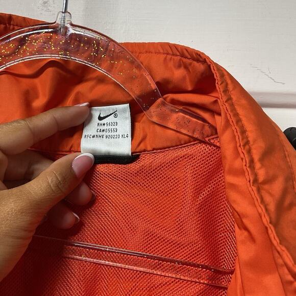 Vtg nike 90s y2k ORANGE embroidered swoosh Windbreaker Jacket Size L Clima Fit - Picture 4 of 16